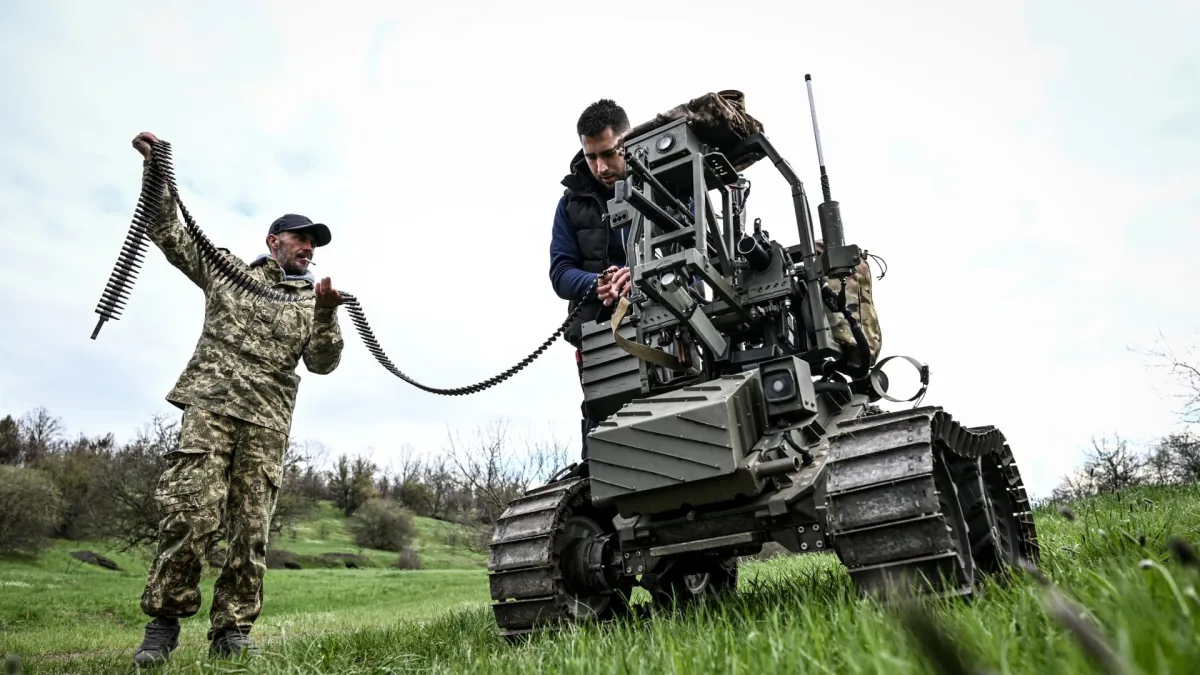 Ukrainian drones and ground robots used in the Donbas front line