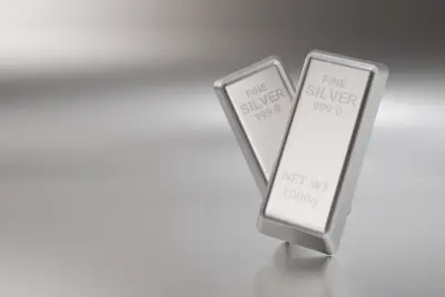 Silver bars and futures market chart