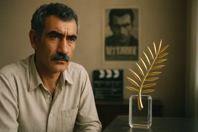 Yılmaz Güney'in oyunculuktan yönetmenliğe uzanan kariyerini anlatan arşiv temalı portre görseli