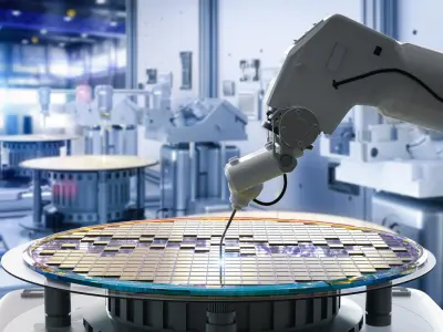 Broadcom logosu önünde borsa ekranı ve yapay zekâ çip gelir hedefi grafiği