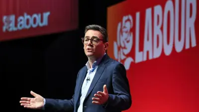 Andy Burnham speaking at a Labour conference on pension reform