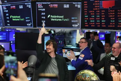 Robinhood logo with crypto and trading market charts